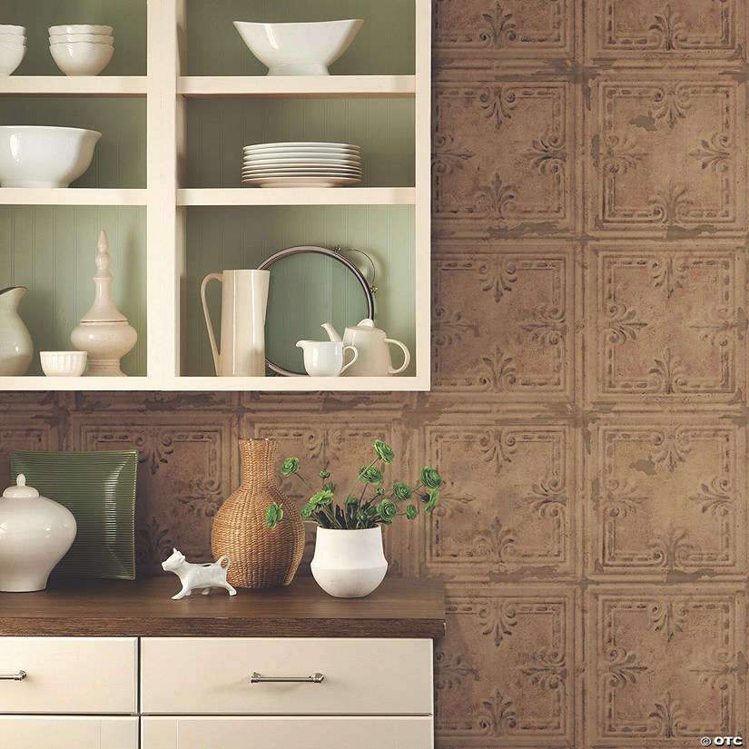 Copper Tin Tile Peel & Stick Wallpaper | Oriental Trading