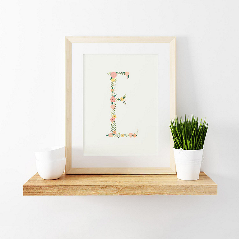 Coral Floral Roses Letter E Sign Image