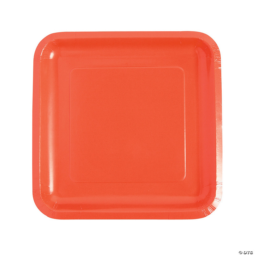 Coral Square Paper Dinner Plates Oriental Trading