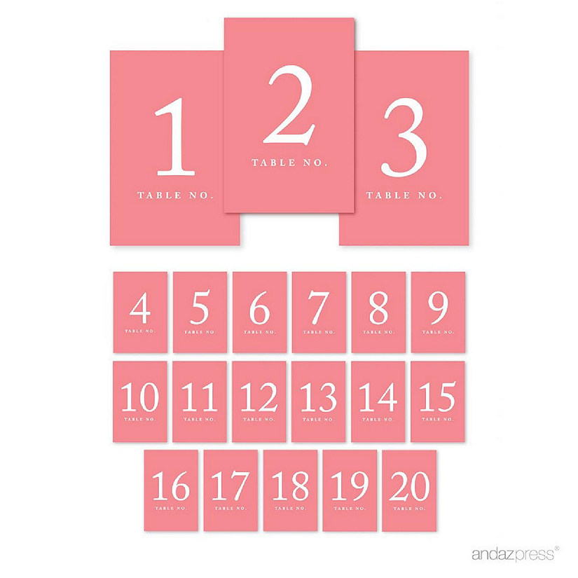 Coral Table Numbers 1 20 4x6 Image