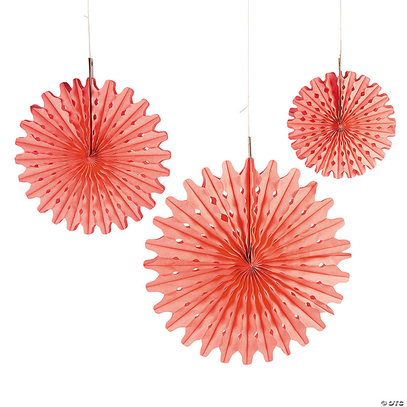 Coral Tissue Hanging Fan Assortment - Less Than Perfect - 12 Pc. Image