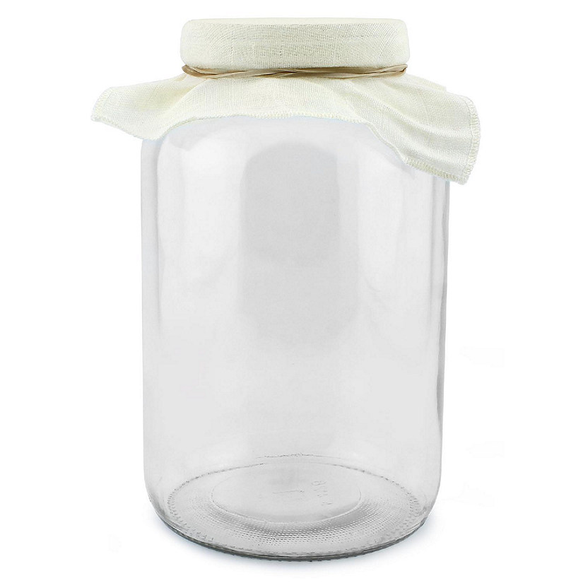 Cornucopia 1 Gallon Glass Kombucha Jar w/Cotton Cloth Cover & Plastic Lid for Storage after Brewing Image