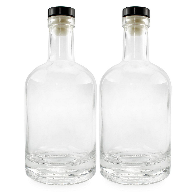 Cornucopia 12-Ounce Liquor Bottles (2-Pack); Clear Glass Bottles w/T-Top Synthetic Corks Image