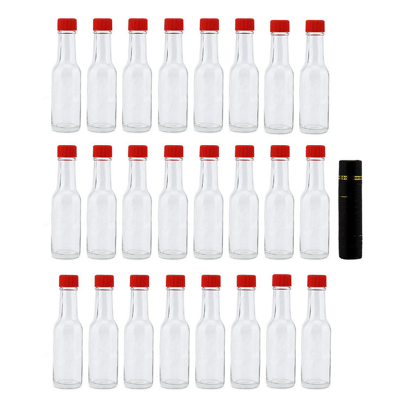 Cornucopia 3oz Mini Hot Sauce Bottles (24-Pack); Little Sauce Bottles w/Red Caps, Dripper Inserts, and Black Shrink Bands Image