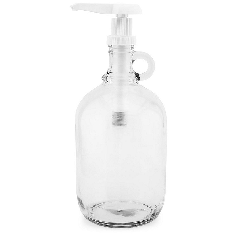 Cornucopia Half Gallon Glass Pump Dispenser Bottle, 64-Ounce Jug with Pump for Sauces, Syrups, Soaps and More Image