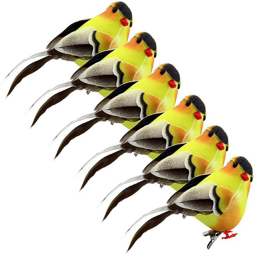 Cornucopia Yellow Goldfinches (6-Pack); Artificial Bird Ornaments for Crafts, Christmas Tree and Seasonal Displays and Wreaths, 2.5 x 4 Inches Image