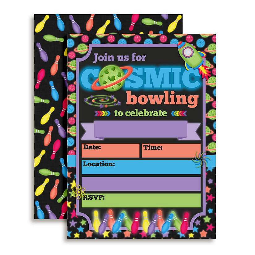 Cosmic Bowling Birthday Invitations 40pc. by AmandaCreation Image
