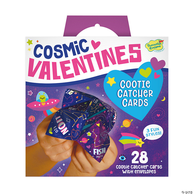 Cosmic Cootie Catcher Super Fun Pack of 28 Valentine Cards & Envelopes Image