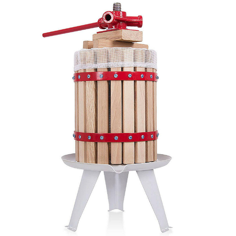 Costway 1.6 Gallon Fruit Wine Press Cider Apple Grape Crusher Juice Maker Tool Wood Image