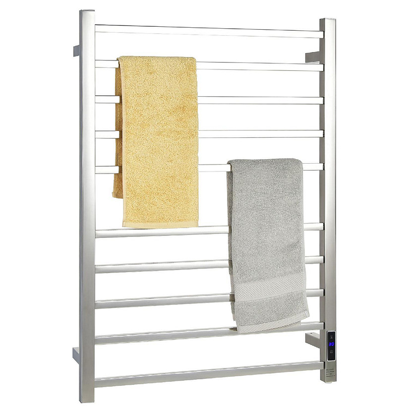 Costway 10 Bar Towel Warmer Wall Mounted Electric Heated Towel Rack w/ Built-in Timer Image