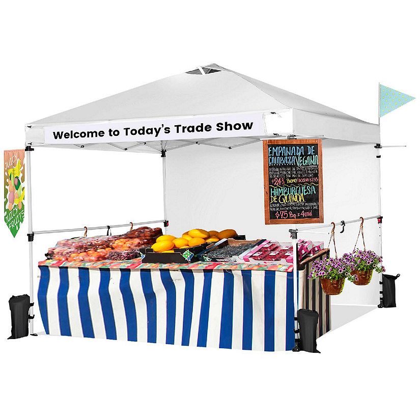 Costway 10'x10'Commercial Pop-up Canopy Tent Sidewall Folding Market Patio White Image