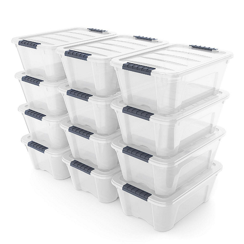 Costway 12 Pack Latch Stack Storage Box Tubs Bins Latches Handles Image