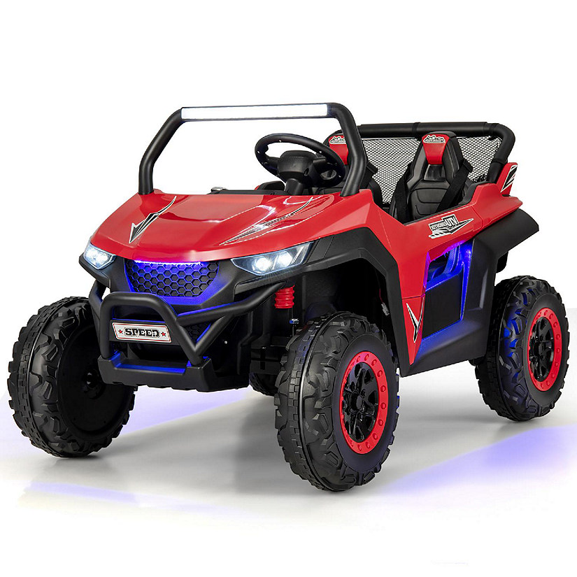 Costway 12V 2-Seater Kids Ride On UTV RC Electric Vehicle Suspension w/ Lights & Music Image