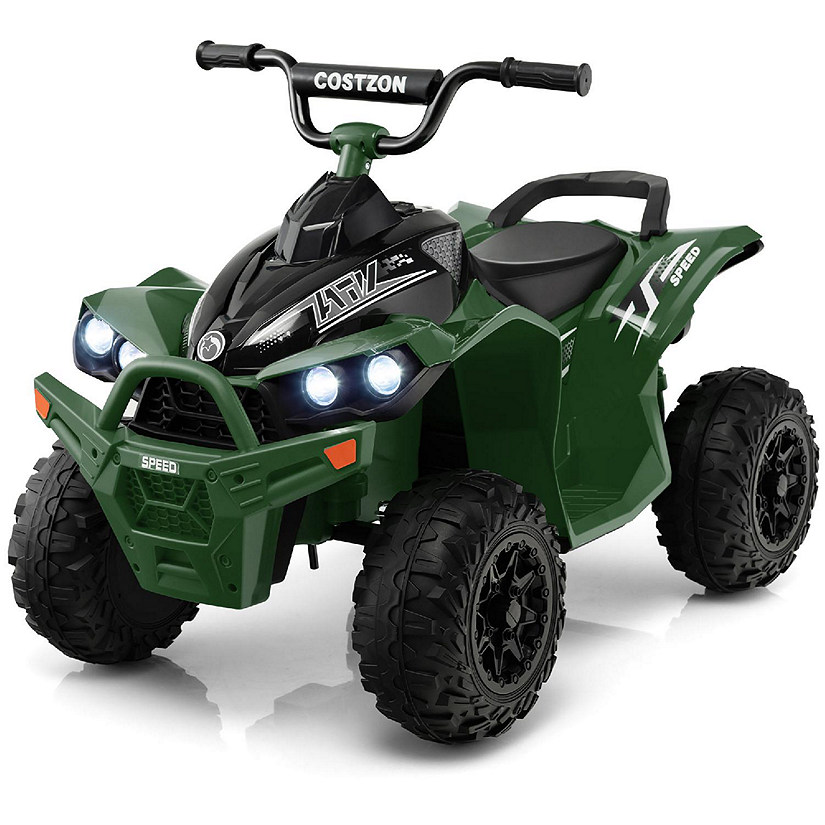 Costway 12V Battery Powered Kids Ride On ATV Electric 4-Wheeler Quad Car with  MP3 & Ligh Greent Image