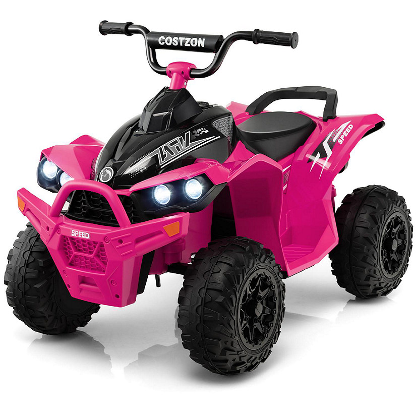 Costway 12V Battery Powered Kids Ride On ATV Electric 4-Wheeler Quad Car with  MP3 & Light Pink Image