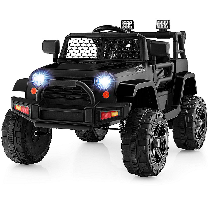 Costway 12V Kids Ride On Truck Car Electric Vehicle Remote w/ Music & Light Black Image