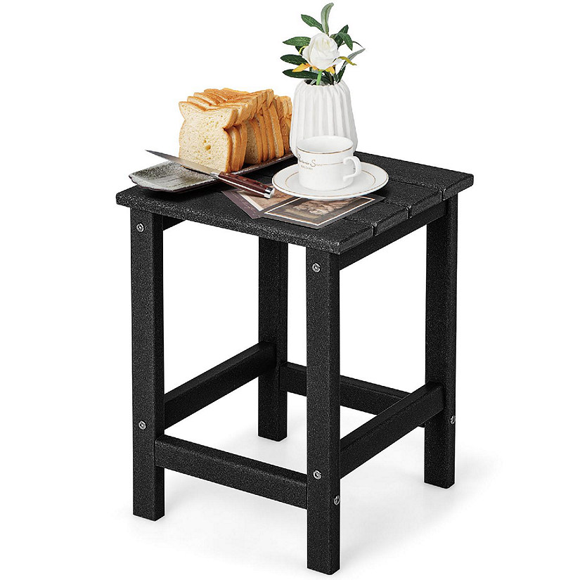Costway 14'' Patio Adirondack Side End Table HDPE Square Weather Resistant Garden Black Image