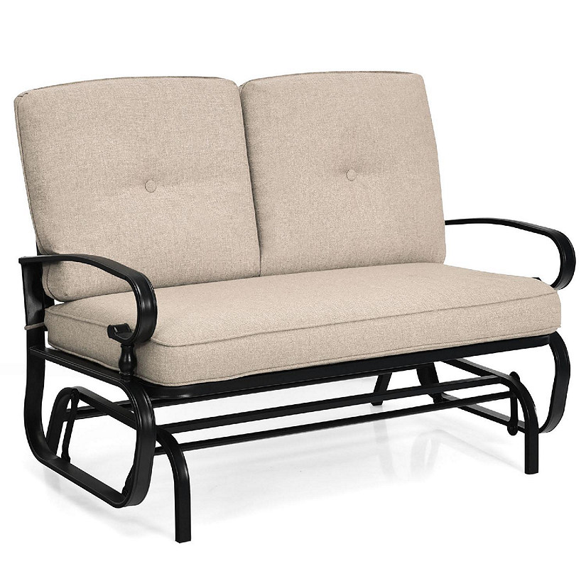 Costway 2-Person Outdoor Swing Glider Chair Bench Loveseat Cushioned Sofa Image