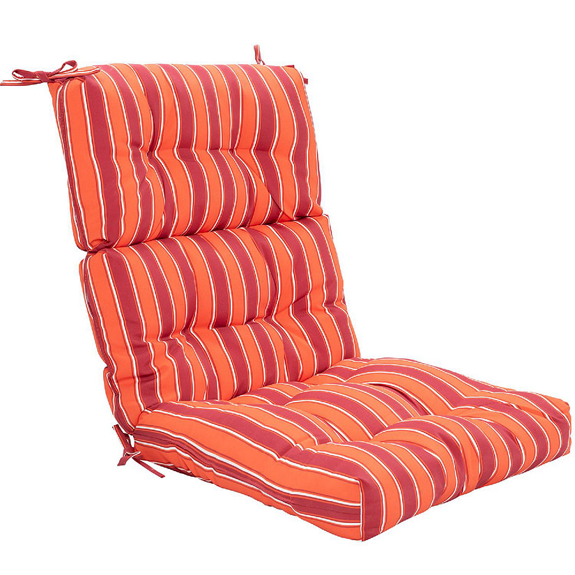 Costway 22''x44'' High Back Chair Cushion Patio Seating Pad Red and Orange Image