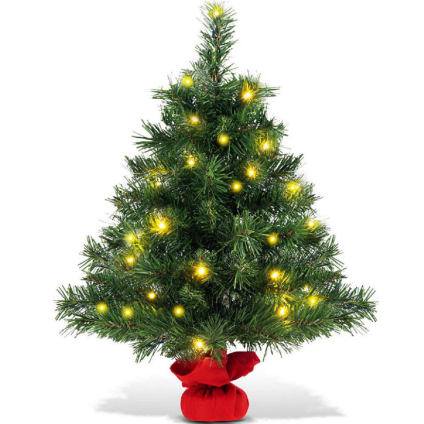 Costway 24'' Pre-Lit Tabletop Fir Artifical Christmas Tree Led Lights Image