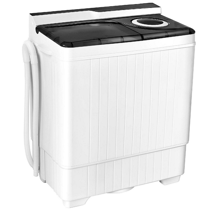 Costway 26lbs Portable Semi-automatic Washing Machine W/Built-in Drain Pump Grey Image
