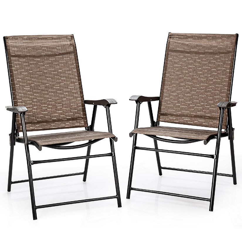 Costway  2PCS Outdoor Patio Folding Chair Camping Portable Lawn Garden W/Armrest Image