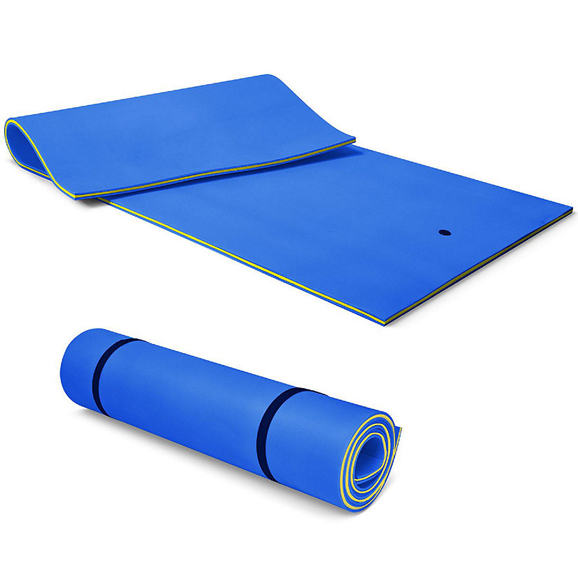 Costway 3-Layer Floating Water Pad 12' x 6' Floating Oasis Foam Mat Blue Image