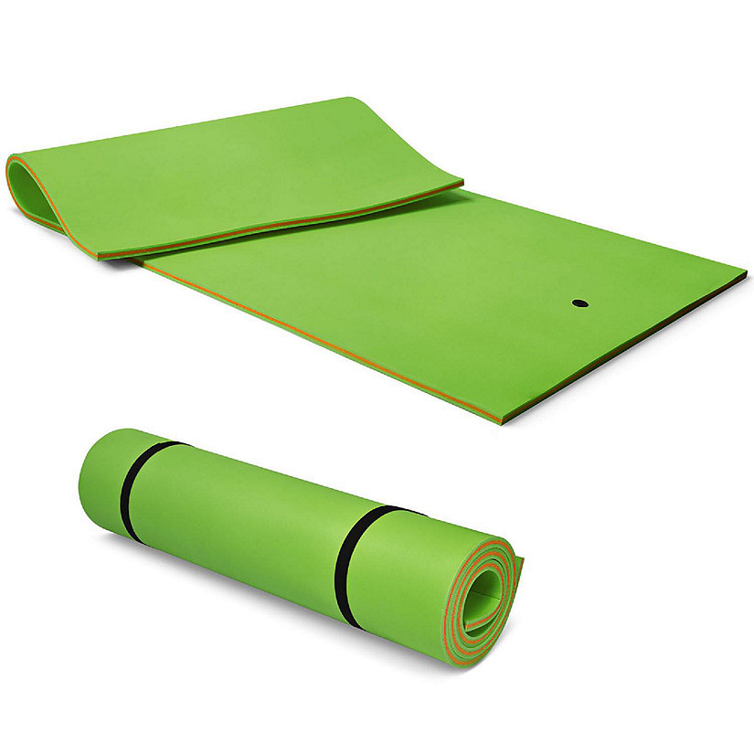 Costway 3-Layer Floating Water Pad 12' x 6' Floating Oasis Foam Mat Green Image