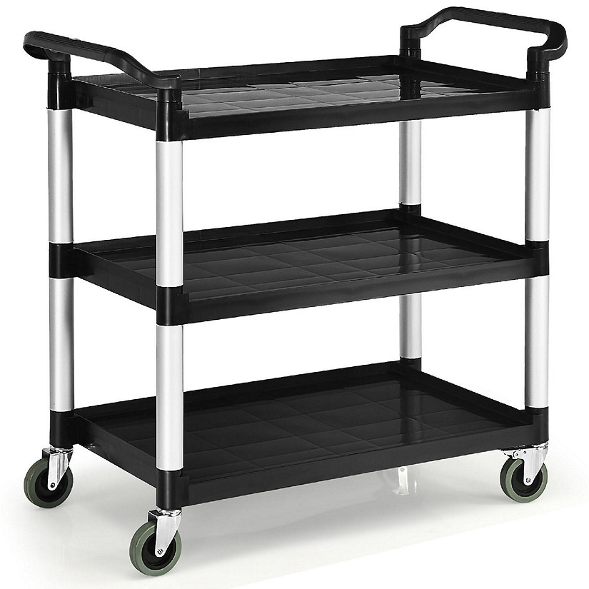 Costway 3-Shelf Utility Service Cart Aluminum Frame 490lbs Capacity w/ Casters Image