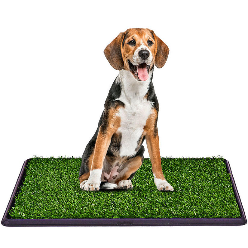 Costway 30''x20'' Puppy Pet Potty Training Pee Indoor Toilet Dog Grass Pad Mat Turf Patch Image