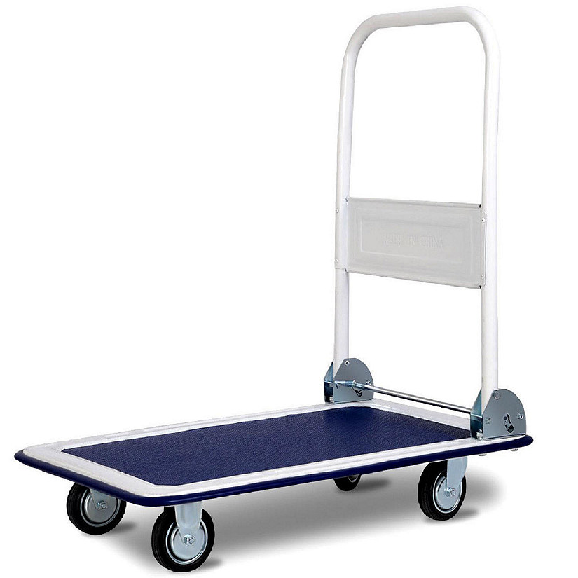 Costway 330lbs Platform Cart Dolly Foldable Push Hand Iron Image
