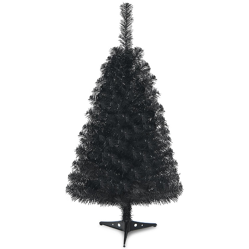 Costway 3ft Unlit Artificial Christmas Halloween Mini Tree Black w/Plastic Stand Image