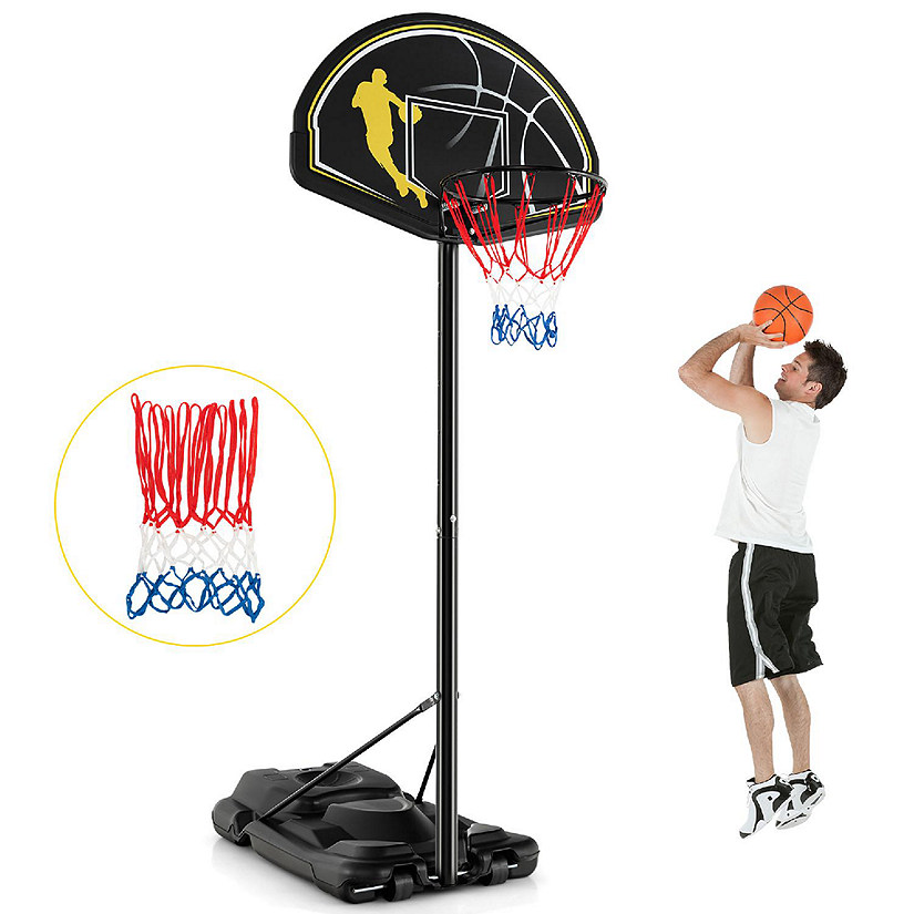 Costway 4.25-10FT Portable Adjustable Basketball Goal Hoop System with 2 Nets Fillable Base Image