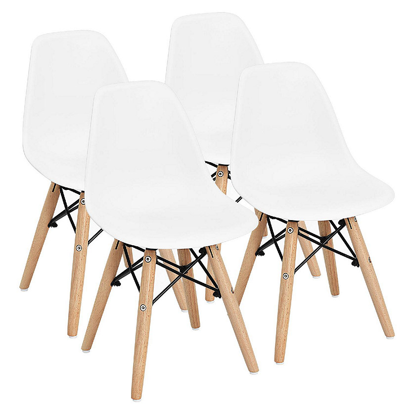 Costway 4 PCS Kids Chair Set Mid-Century Modern Style Dining Chairs w/ Wood Legs Image