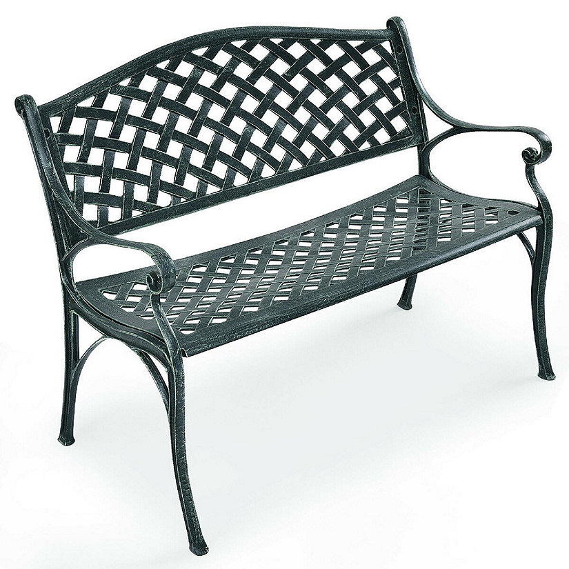 Costway 40'' Outdoor Antique Garden Bench Aluminum Frame Seats Chair