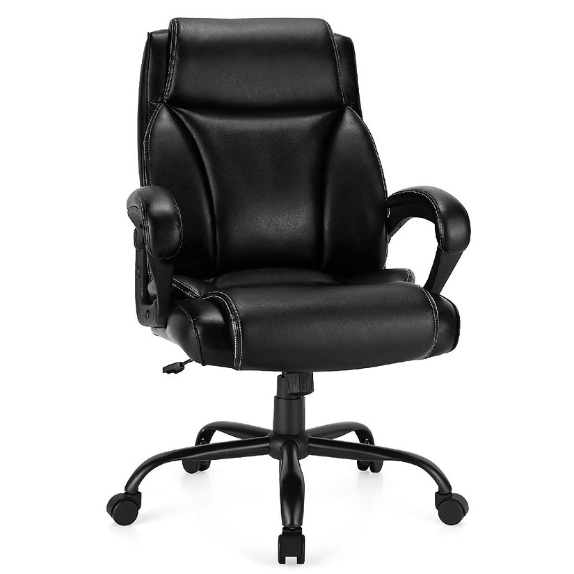 Costway 400 LBS Big & Tall Leather Office Chair Adjustable High Back Task Chair Image