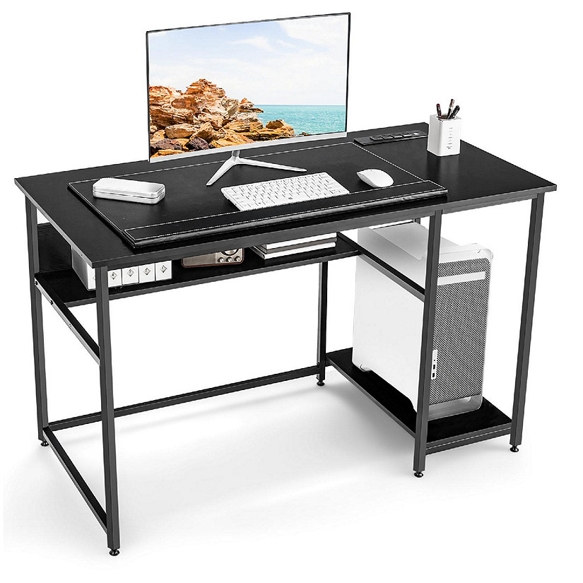 Costway 48'' Computer Desk Writing Study Table w/ Power Outlet USB