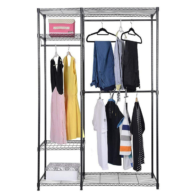 Costway 48''x18''x71'' Closet Organizer Garment Rack Portable Clothes Hanger Home Shelf Image
