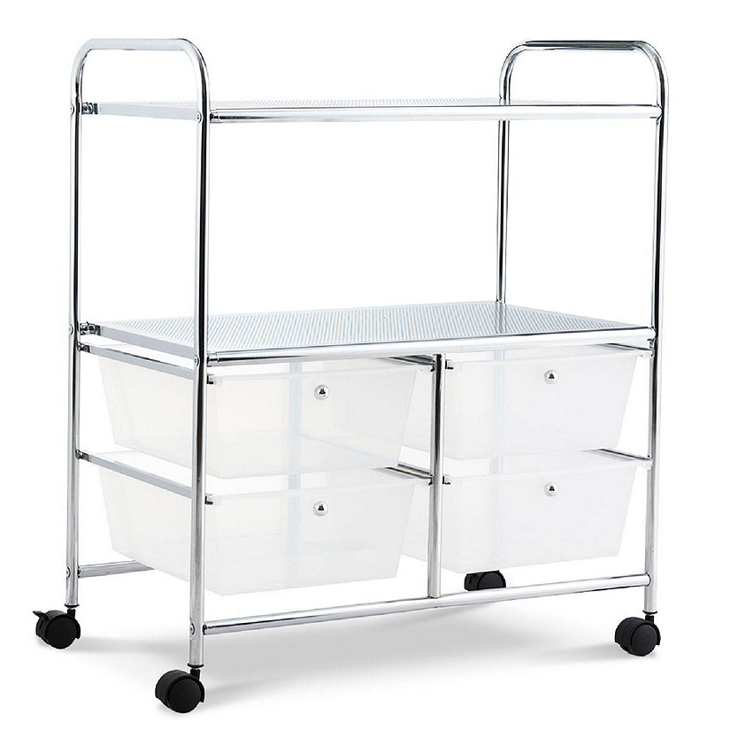 4 Drawers Rolling Storage Cart Metal Rack Shelf Home Office