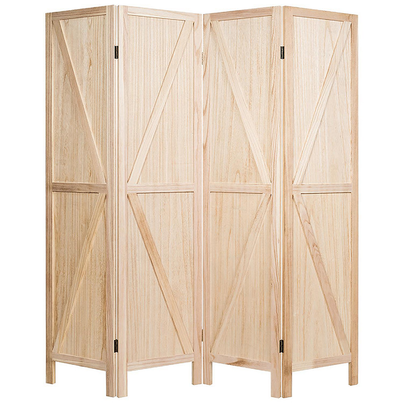 Costway 4Panels Folding Wooden Divider W/ V-shaped Design 5.6Ft