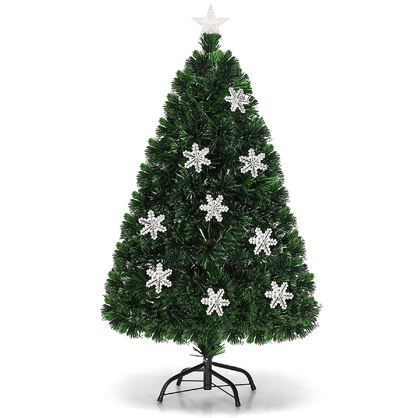 Costway 4'Pre-Lit Fiber Optic Christmas Tree Multicolor Lights Image