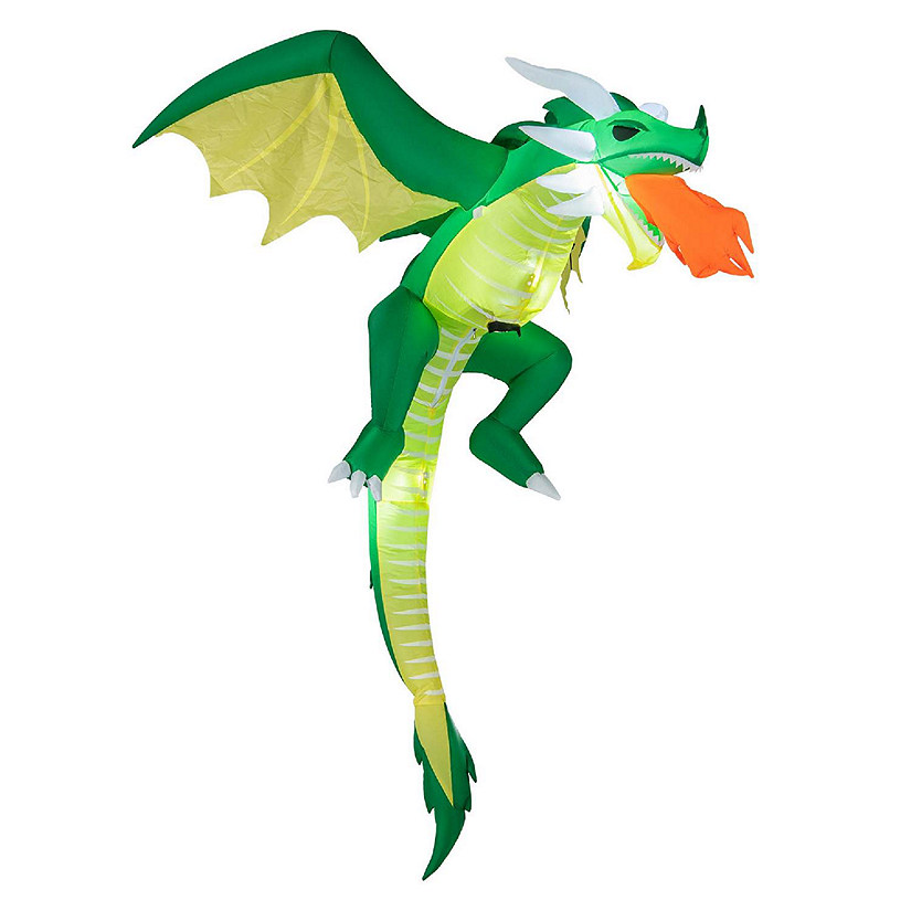 Costway 5 FT Hanging Halloween Inflatable Fire-breathing Dragon Flying Decoration Yard Image