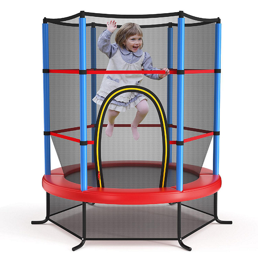Costway 55" Kids Trampoline Bouncing Jumping Mat Recreational Trampoline W/Enclosure Net Image