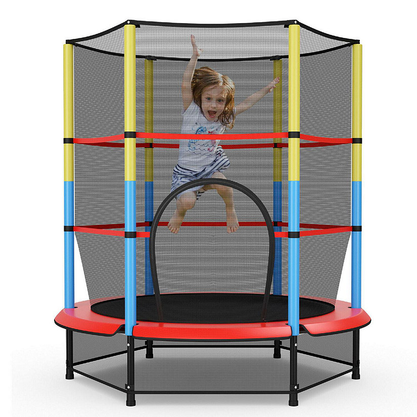 Costway 55'' Kids Trampoline Recreational Bounce Jumper Enclosure Net | Oriental