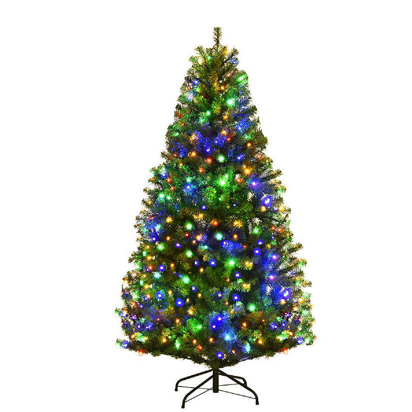 Costway 5Ft PreLit Artificial Christmas Tree Hinged 150 LED Lights