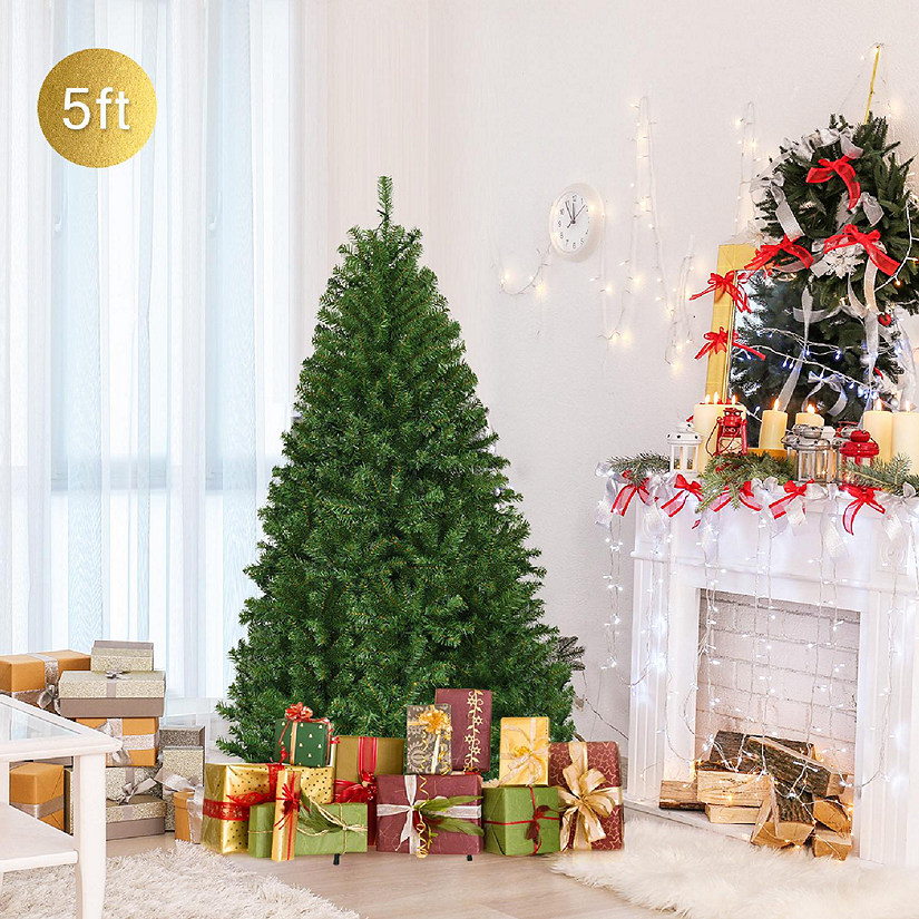 Costway 5Ft Pre-Lit Artificial Christmas Tree Hinged 150 LED Lights Image