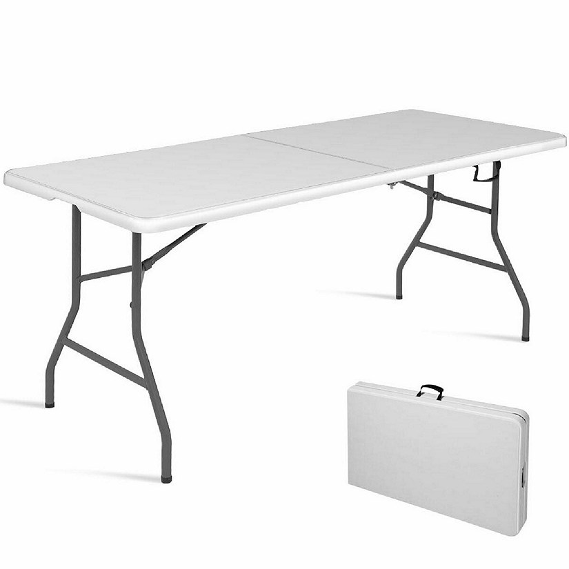 Costway 6' Folding Table Portable Plastic Indoor Outdoor Picnic Party Dining Camp Tables Image