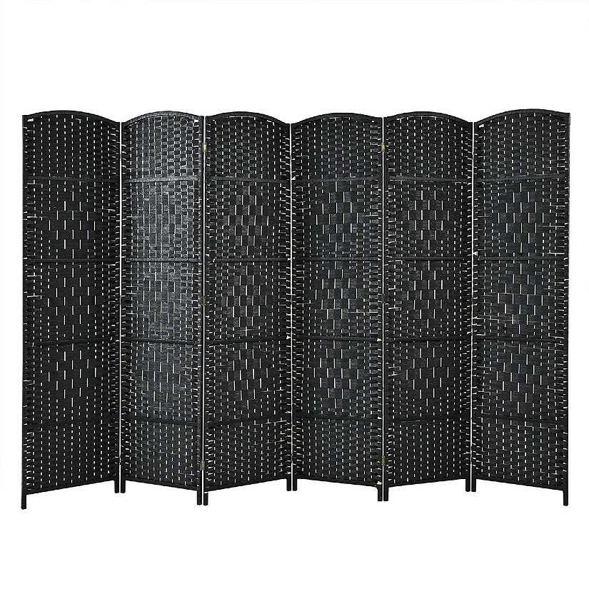 Costway 6-Panel Room Divider 6Ft Weave Fiber Folding Privacy Screen Black Image