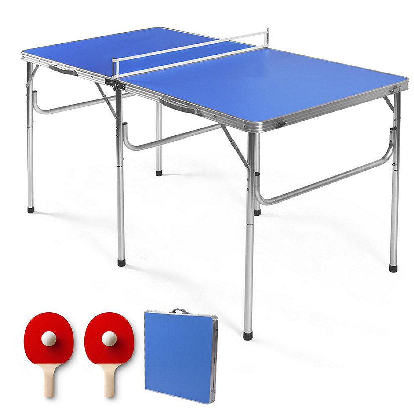 Costway 60'' Portable Table Tennis Ping Pong Folding Table w/Accessories Indoor Game Image