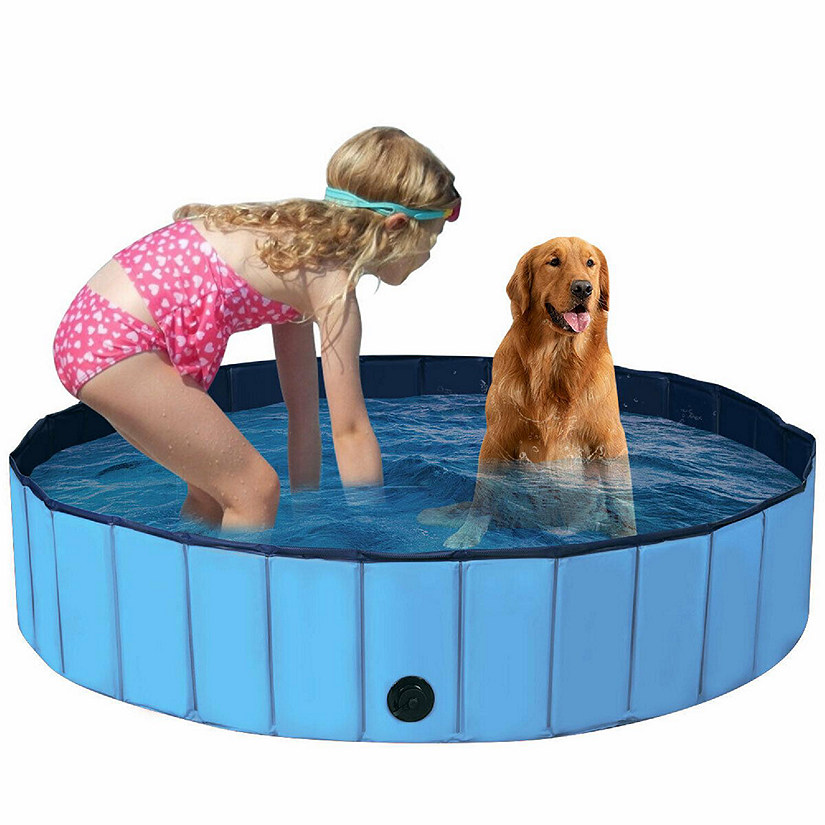 Costway 63'' Foldable Dog Pet Pool Kiddie Bathing Tub Indoor Outdoor Portable Leakproof Image